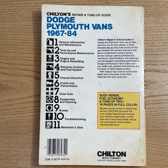 Chiltons Dodge Plymouth Vans 1967-84 Repair Tune Up Guide Book #6934 Shop Manual - Picture 2 of 6